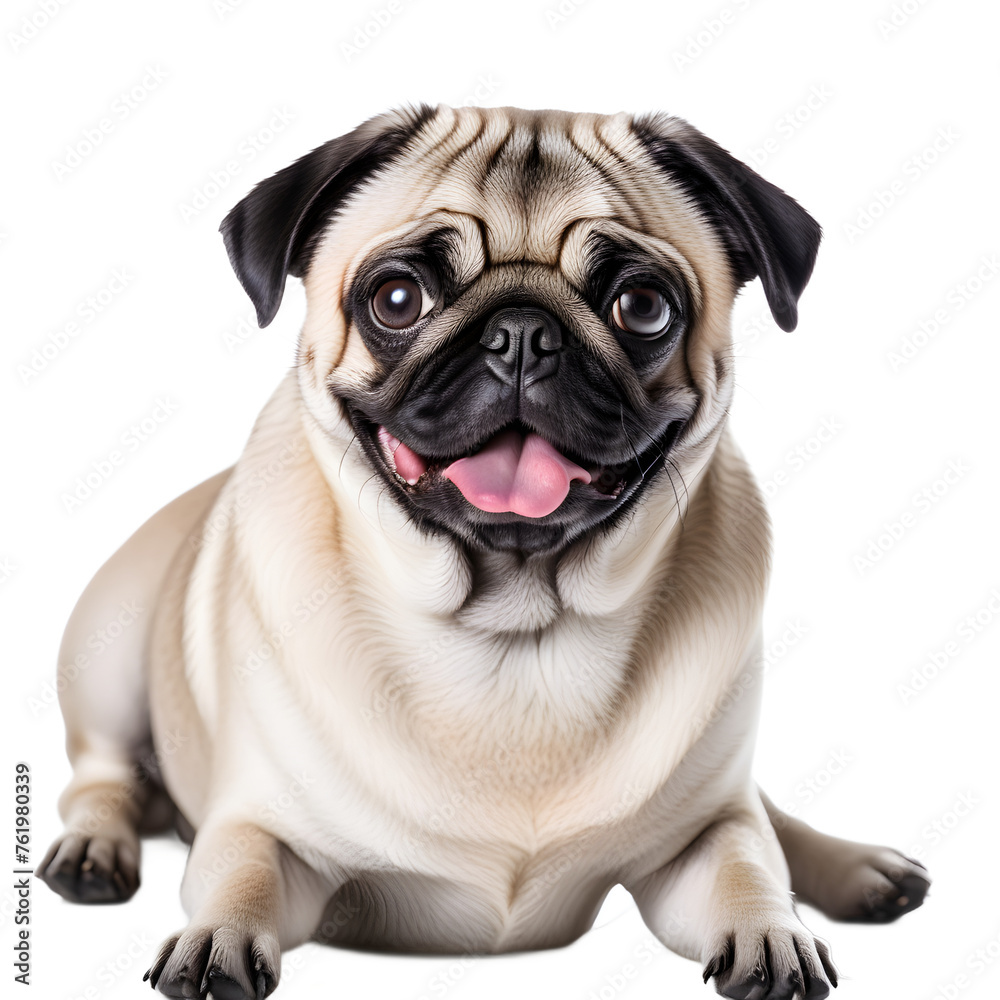 Pug dog on cut out background