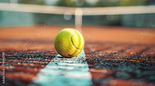 Tennis game. Tennis ball on the tennis court. Sport, recreation concept