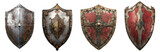 metal medieval shields, PNG set