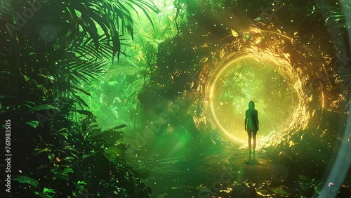 enchanted rainforest encounter interdimensional. seamless looping overlay 4k virtual video animation background
