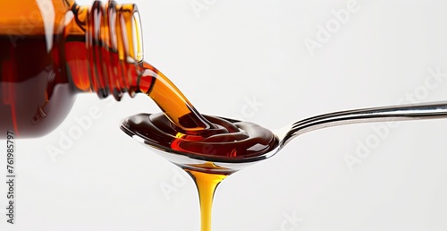 liquid circle of amber syrup