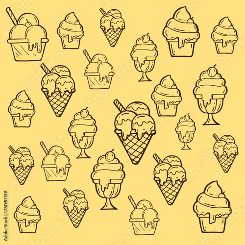 Ice cream gelato hand drawing illustration background pattern vector