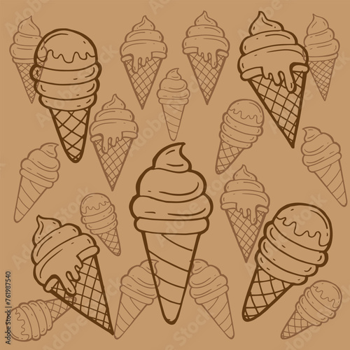 Ice cream gelato hand drawing illustration background pattern vector