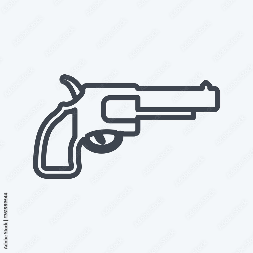 Icon Revolver - Line Style - Simple illustration, Good for Prints , Announcements, Etc