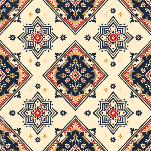 Vintage art pattern detail local Thai North-East old fashion. fabric silk , backgrounds. AI Generative