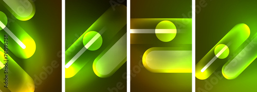 Abstract composition. Aglow in neon hues against the dark, radiating energy and allure, a captivating spectacle of vibrant luminescence