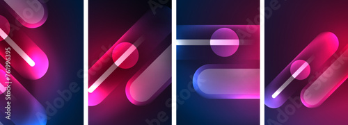 Abstract composition. Aglow in neon hues against the dark, radiating energy and allure, a captivating spectacle of vibrant luminescence