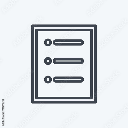 Menu Icon in trendy line style isolated on soft blue background