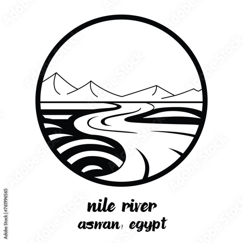 Circle Icon Nile River. Vector illustration