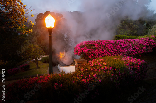 Caldeiras das Furnas with hot thermal springs, Sao Miguel island, Azores, Portugal. photo