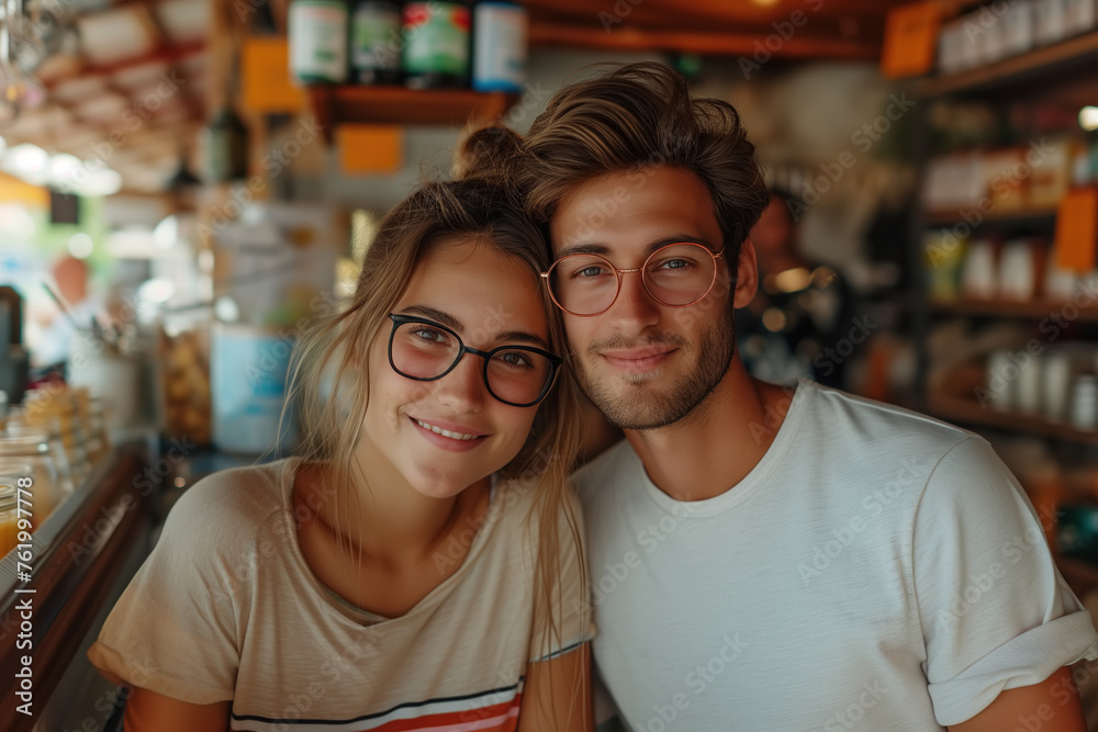 A man and woman are sitting at a bar, the couple appears relaxed and sociable as they enjoy each other's company in a cafe A man and woman are sitting at a bar, the couple appears relaxed and sociable as they enjoy each other's company in a cafe