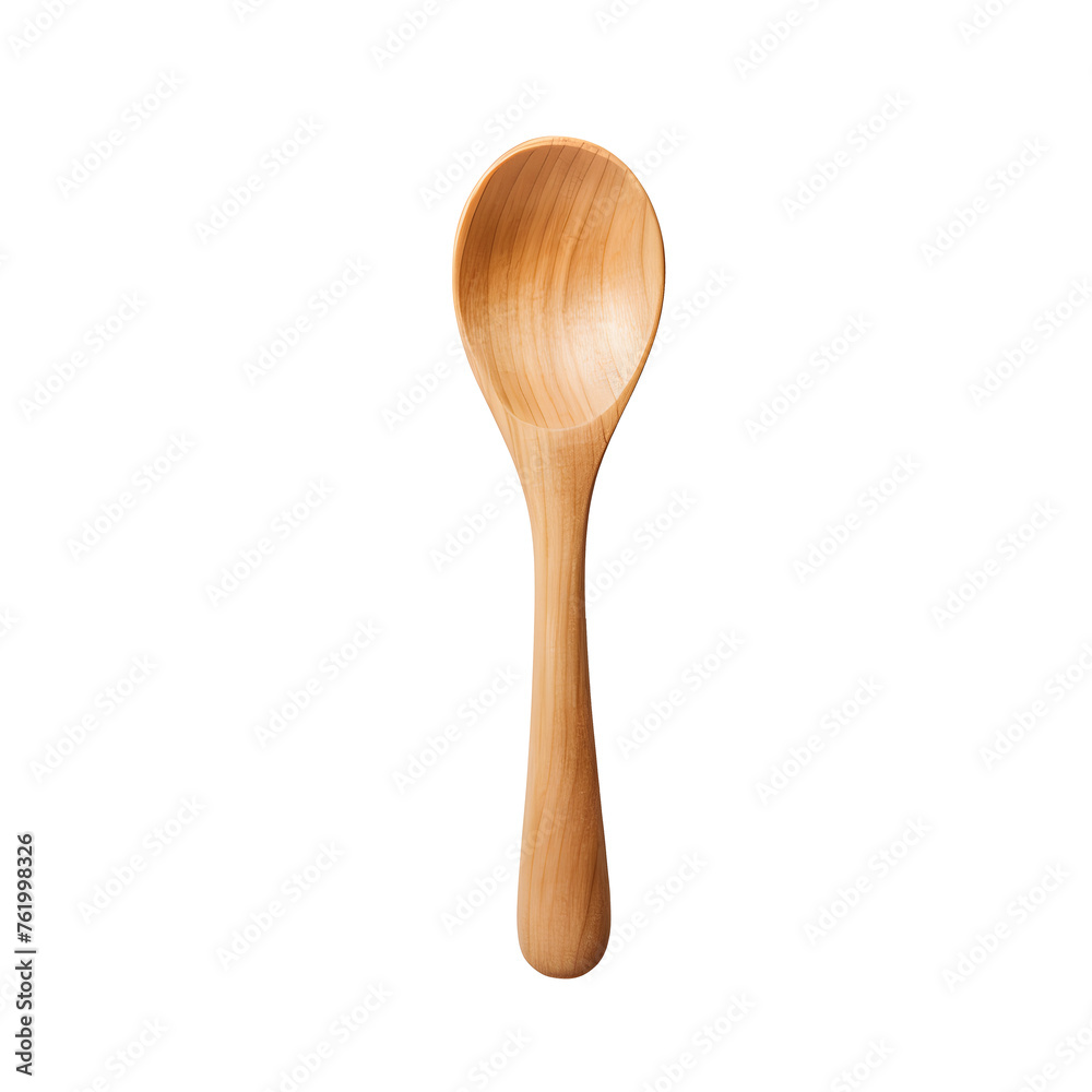 New empty wooden spoon isolated on white and transparent background, top view New empty wooden spoon isolated on white and transparent background, top view