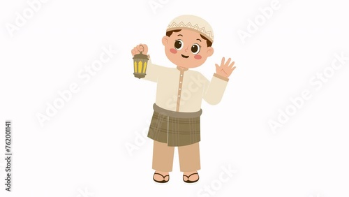 Muslim Boy With Ramadan Lantern Animation