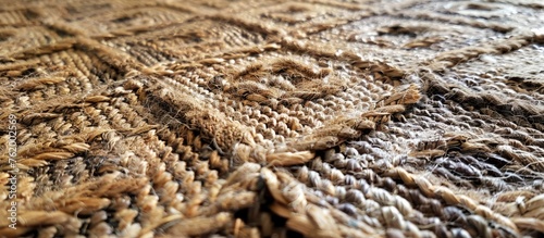 Handcrafted jute and cotton rug.