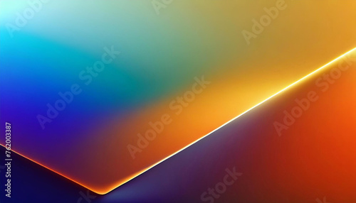Orange and blue metallic gradient cube shape, closeup isometric view © Aarón