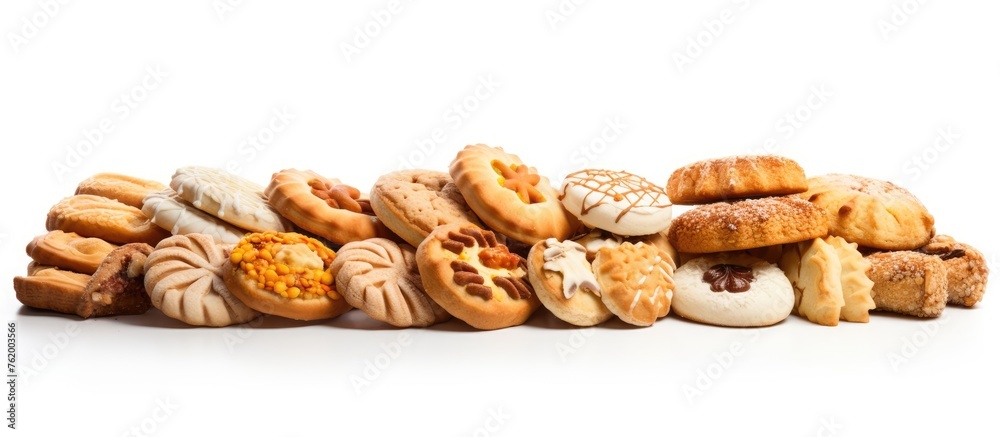 Assorted Nuts Arrangement on Clean White Background for Culinary Concepts