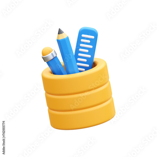 pencil holder 3d illustration