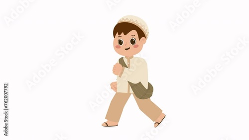 Muslim Boy Going To Mosque Animation