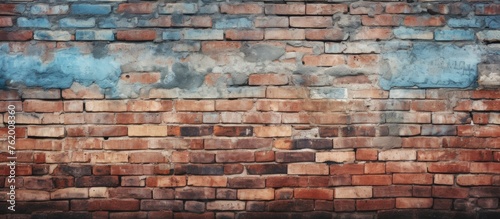 A brick wall painted in blue