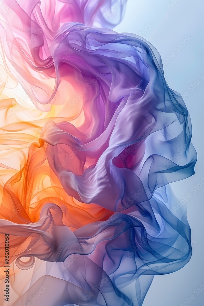 An artwork conveying the serene beauty of soft fluid motion through a gradient of pastel colors An artwork conveying the serene beauty of soft fluid motion through a gradient of pastel colors