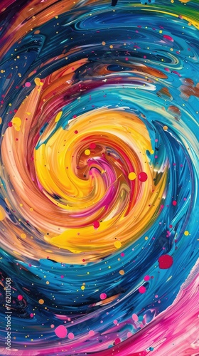 Abstract background of colorful paint. The rotation of the whirlpool of colored smoke. Abstract background
