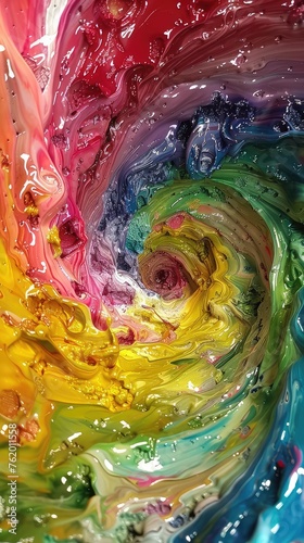 Abstract colorful acrylic paint background with swirls. Acrylic paint texture.