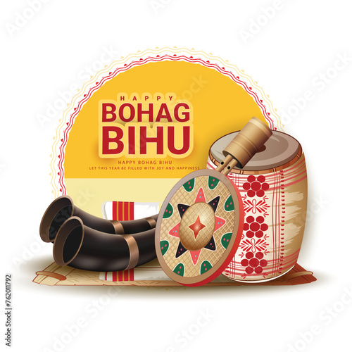 Creative greeting illustearion of Bihu Assamese New Year, Harvest Festival Of Assam.