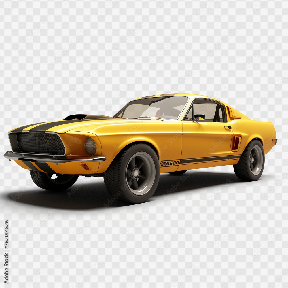 3d yellow luxury car isolated on a transparent background