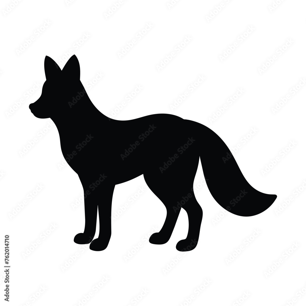 silhouette fox isolated on white