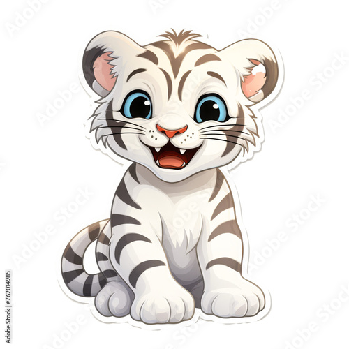 Cute White Brown Spotted Tiger with Piercing Blue Eyes Sticker