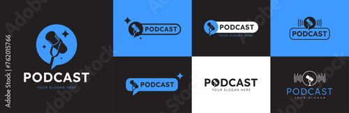 podcast bubble chat microphone logo