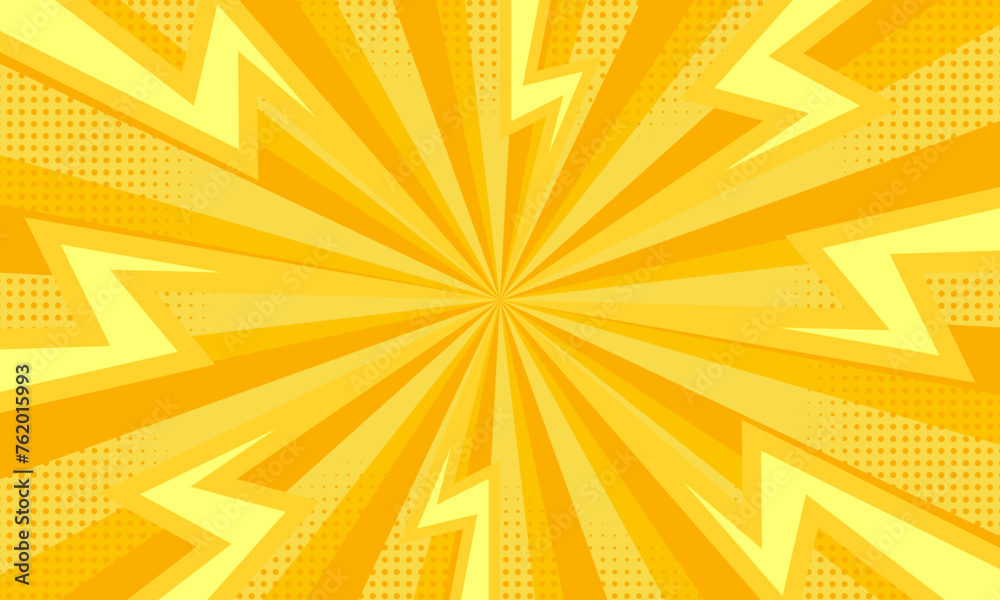 Fototapeta premium Yellow comic background with lightning 