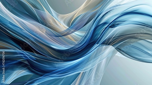 The abstract picture of the two colours of blue and silver colours that has been created form of the waving shiny smooth satin fabric that curved and bend around this beauty abstract picture. AIGX01. © Summit Art Creations