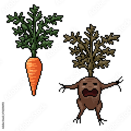 pixel art of carrot mandrake fantasy