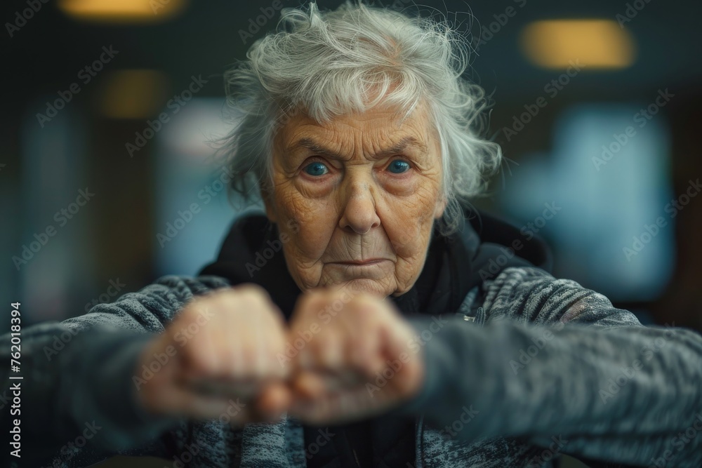 Elderly person engaging in warm-up activities, highlighting their dedication to maintaining physical fitness and well-being