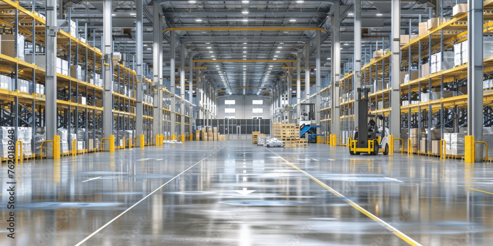 empty warehouse with rows and columns lined up,Warehouse industrial and logistics companies. Commercial warehouse. Huge distribution warehouse with high shelves.