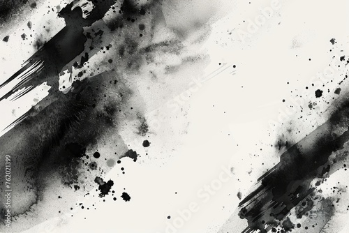 Abstract watercolor brushstrokes in monochromatic tones on pristine white background. Artistic elegance.