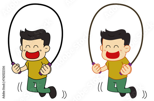a boy jumping rope