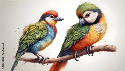 bird species exotic color in the fur Illustration . Hand drawn illustration images good for wall decoration, wallpaper and element of design product