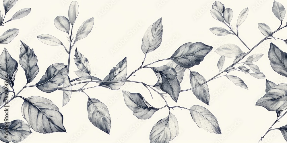 Obraz premium Delicate botanical illustrations: Exquisite hand-drawn beauty on white backdrop.