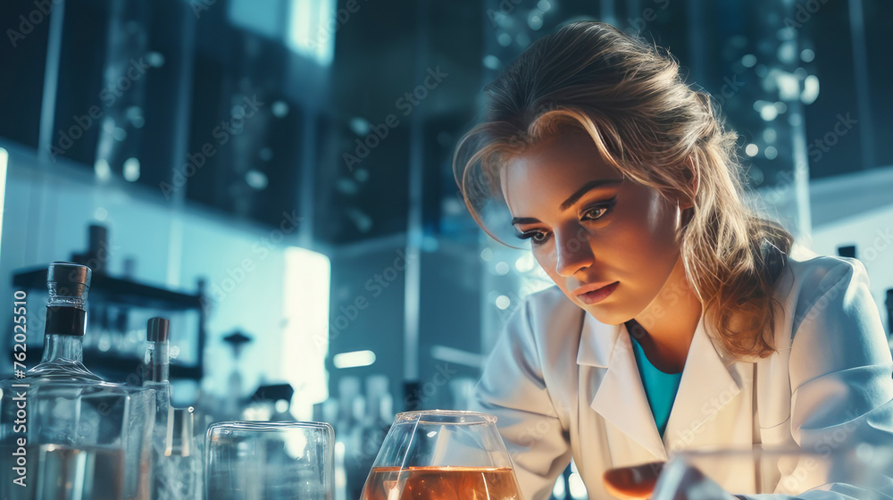 A woman doctor in her office and a modern medical laboratory where a person is undergoing examination of their health. A woman doctor in her office and a modern medical laboratory where a person is undergoing examination of their health.