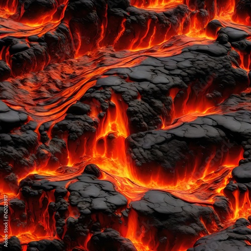 steaming red hot lava texture from a volcano eruption