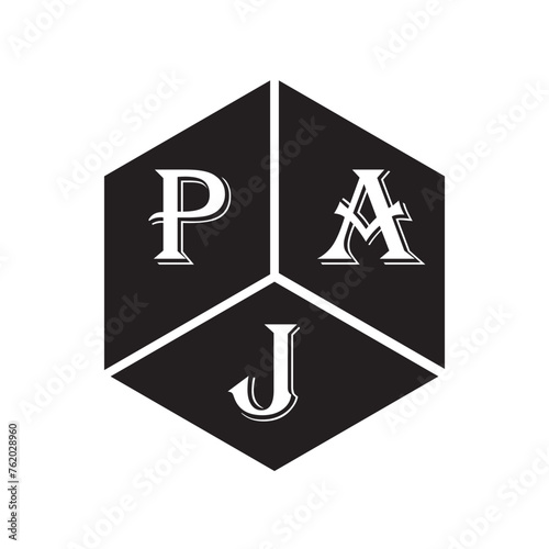 PAJ letter logo design on white background. PAJ creative initials letter logo concept. PAJ letter design.
 photo