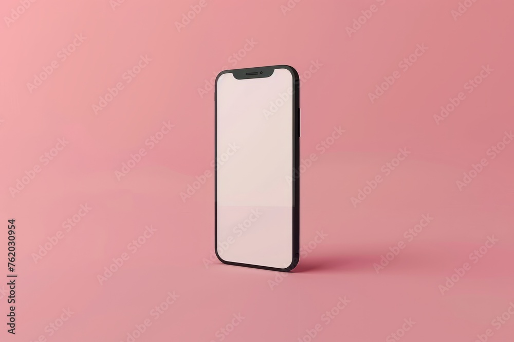 3D render of minimalist smartphone icon, on isolated pastel pink background, Generative AI 3D render of minimalist smartphone icon, on isolated pastel pink background, Generative AI