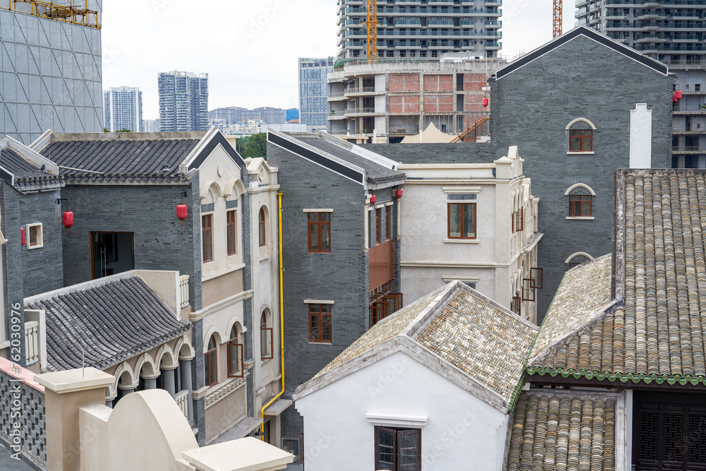 Fototapeta premium Traditional brick building in modern Chinese style