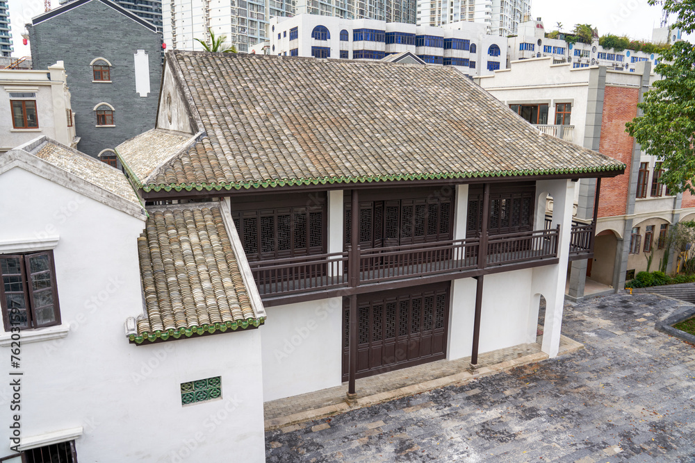 Traditional brick building in modern Chinese style Traditional brick building in modern Chinese style