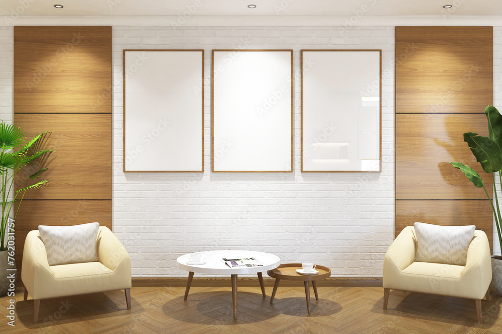 3d rendering interior scandinavian of guest room with wood panel ...