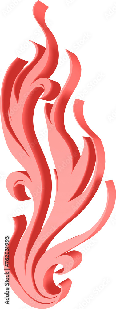3D illustration render of abstract fire symbol of different shapes and colors on a transparent background 3D illustration render of abstract fire symbol of different shapes and colors on a transparent background