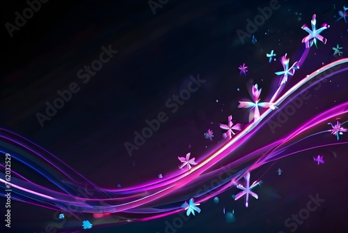 neon wallpaper of flying flakes. Generative AI © Burhan