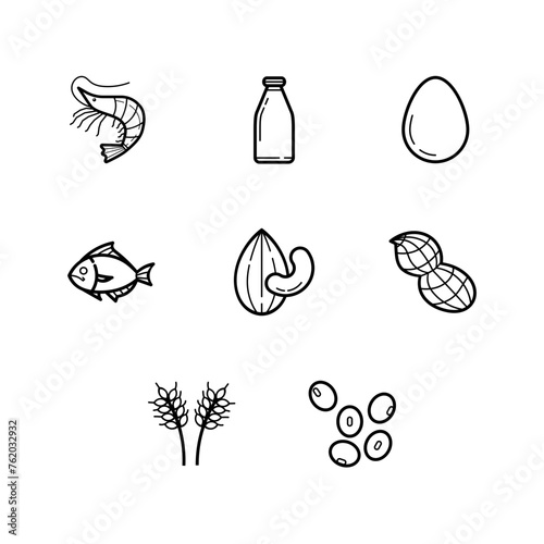 Major food allergens icon set